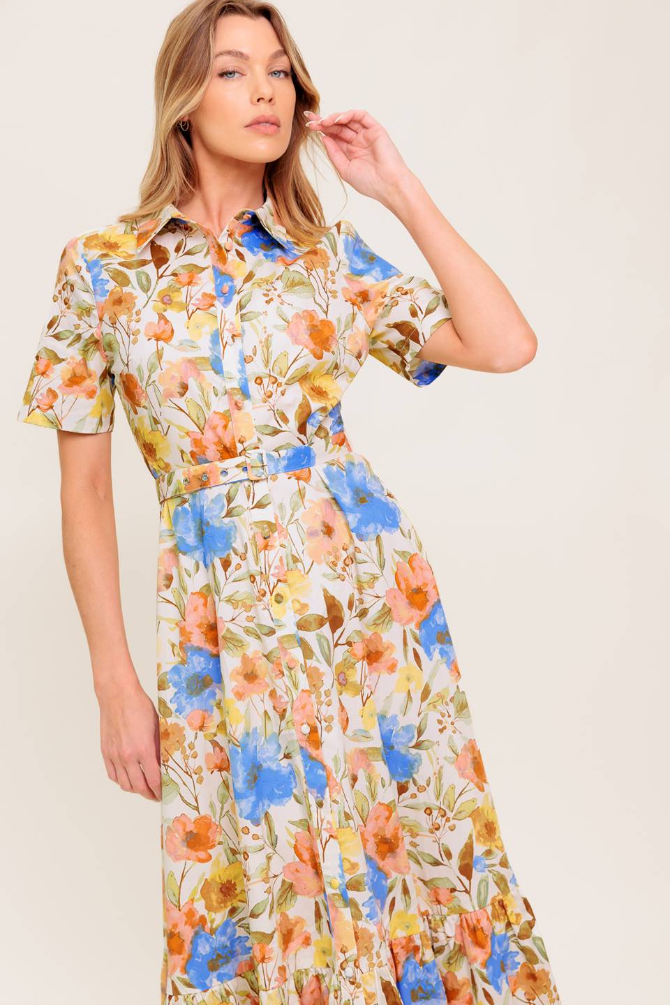 HAZEL DREAM IVORY WOVEN MIDI DRESS Flying Tomato